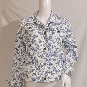 EUC Ralph Lauren scroll floral denim jacket, size large